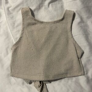 SHEIN Cream Waffle Knit Crop Top